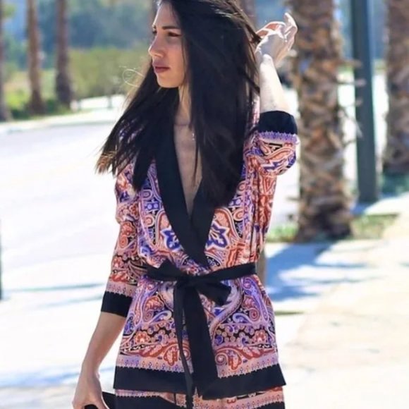 Zara Flowing Paisley Print Blazer M - Picture 6 of 16